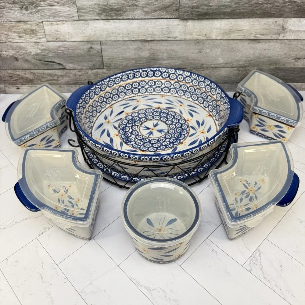 Temptations By Tara - Baker & Ramekins Set 13 Pcs  - Old World Blue - Ultra Rare